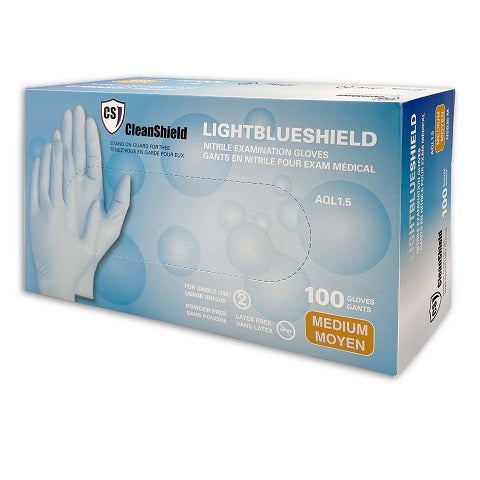 Light Blue Shield Nitrile Examination Gloves